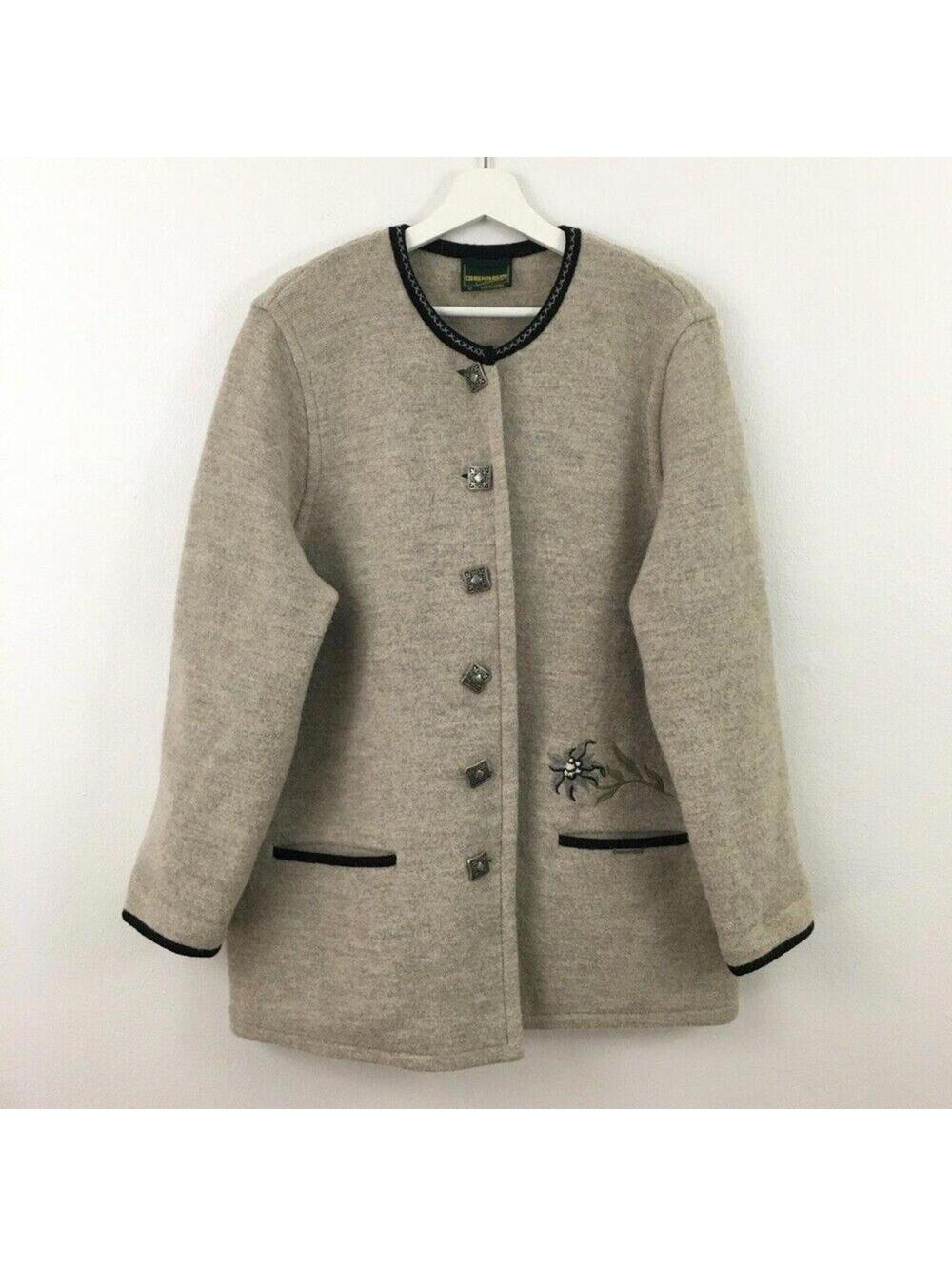 Vintage Geiger Women’s Wool Blend Postage Floral Button Down Cardigan Size 42 ..